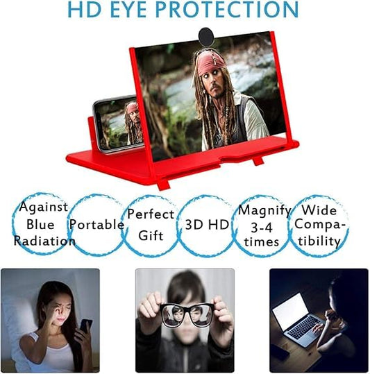 3D HD Screen Magnifier & Phone Holder – Screen Expander and Amplifier for All Smartphones with Eye Protection