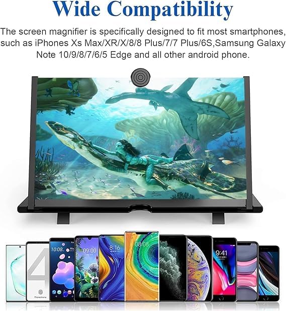 3D HD Screen Magnifier & Phone Holder – Screen Expander and Amplifier for All Smartphones with Eye Protection