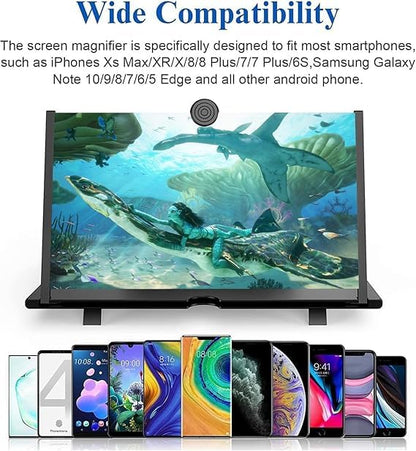3D HD Screen Magnifier & Phone Holder – Screen Expander and Amplifier for All Smartphones with Eye Protection